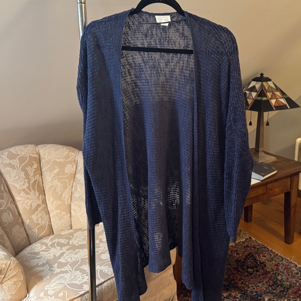 Caslon Navy Blue Open-Front Sweater